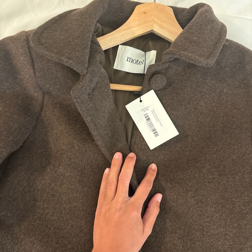 Motel Rocks Rakai Pea Coat In Chocolate Wool - Picture 7 of 8